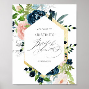 Möhippan chic Rosa Blue Ro Blommigt Välkommen till Poster
