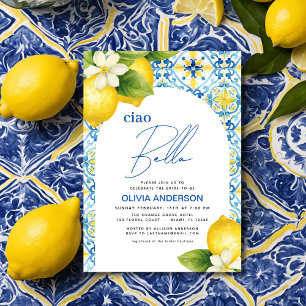 Möhippan Ciao Bella Italienska Lemon Blue Tile Inbjudningar
