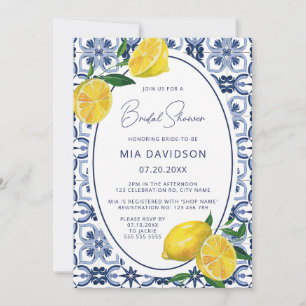 Möhippan Citrus Lemon (italiensk blå tile) Inbjudningar