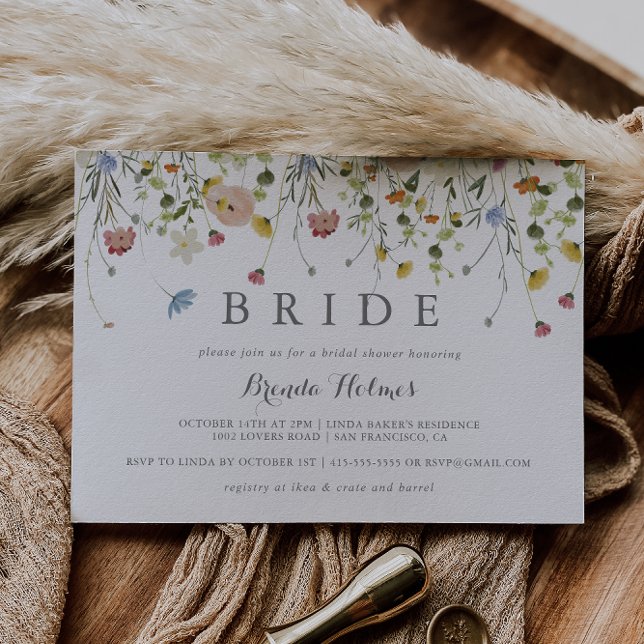 Möhippan Colorful Daety Vild Flowers Bride  Inbjudningar (Skapare uppladdad)