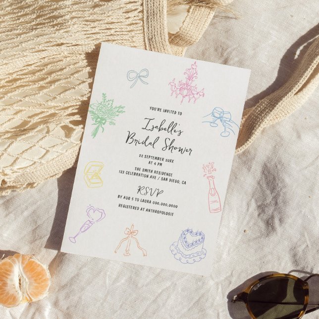 Möhippan Colorful Pastel Hand plockade Inbjudningar (Skapare uppladdad)