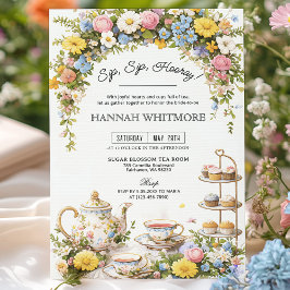 Möhippan Colorful WildblommTea Party Inbjudningar