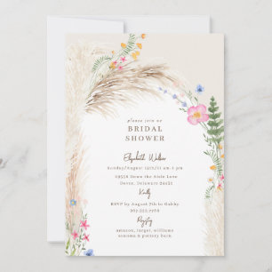 Möhippan Cream Boho Pampas Wildblomma Inbjudningar