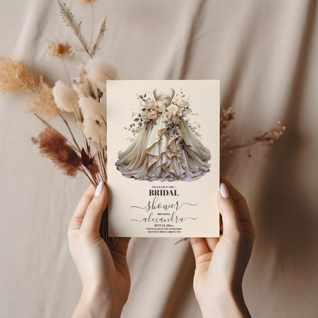 Möhippan Cream Ivory Blommigt Bröllop Dress Inbjudningar (Skapare uppladdad)