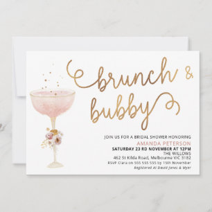 Möhippan Curly Font Champagne Glass Boho Inbjudningar