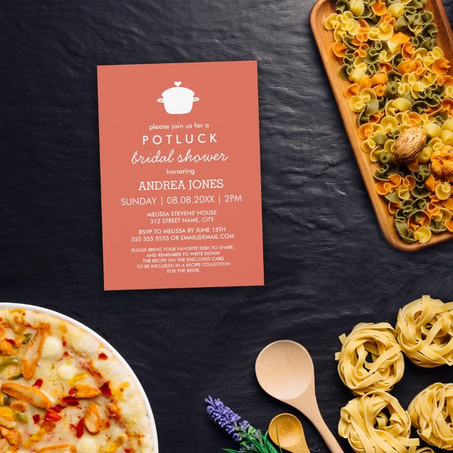 Möhippan Cute Potluck | Orange vit Inbjudningar (Skapare uppladdad)