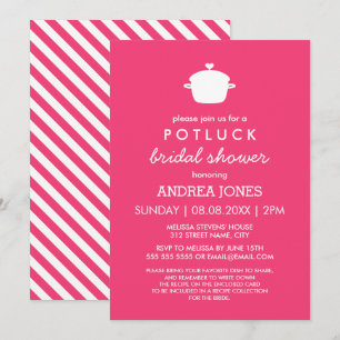 Möhippan Cute Potluck Shock rosa White Inbjudningar