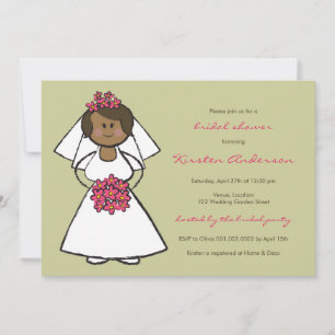 Möhippan Cute Tecknad Bröllop Bride Daisy Inbjudningar