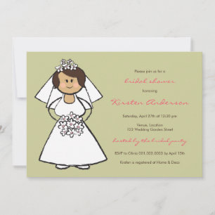 Möhippan Cute Tecknad Bröllop Bride Daisy Inbjudningar