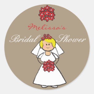 Möhippan Cute Tecknad Bröllop Bride Daisy Runt Klistermärke