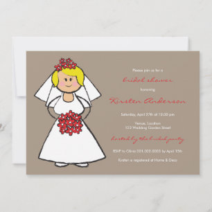 Möhippan Cute Tecknad Bröllop Bride Daisys Inbjudningar