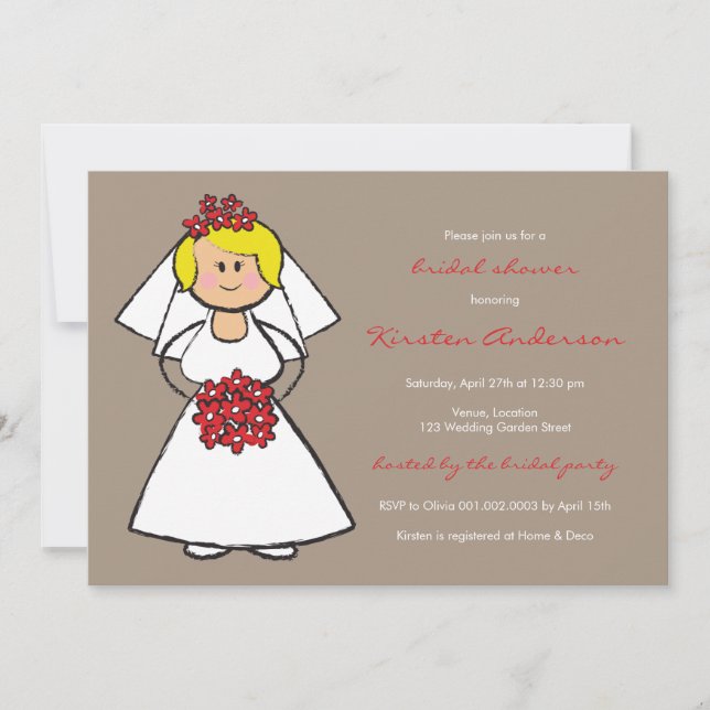 Möhippan Cute Tecknad Bröllop Bride Daisys Inbjudningar (Framsida)