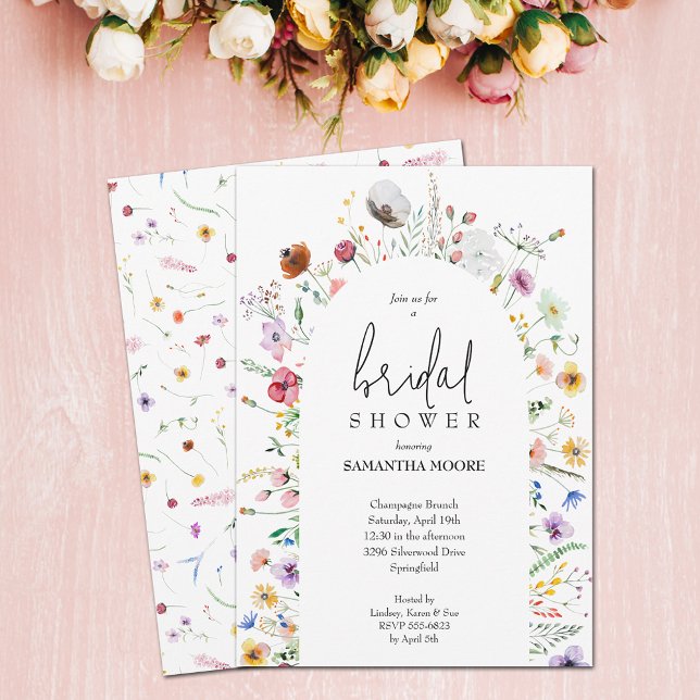 Möhippan Daety Wildblomma Inbjudningar (Dainty wildflowers bridal shower invitations - PRINTED and/or INSTANT DOWNLOAD)