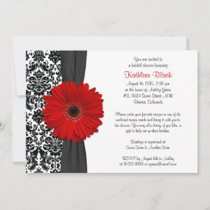 Möhippan Damask Red Gerbera Daisy Recipe Inbjudningar
