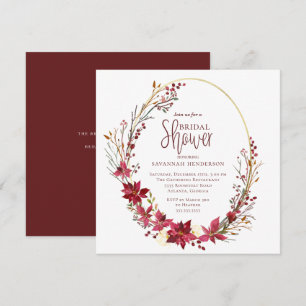 Möhippan Deep Red Guld Winter Calligraphy Inbjudningar