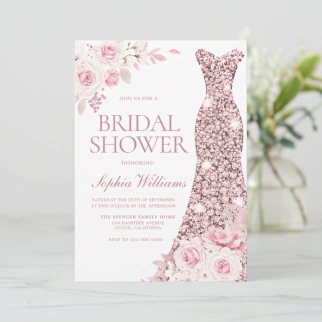 Möhippan Dress för  Rosa Watercolor Flowers  Inbjudningar (Stående Fram)