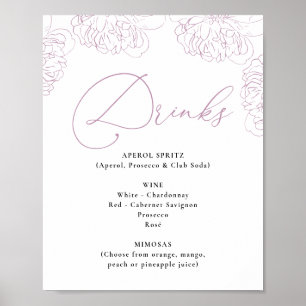 Möhippan Drinks Menu för Lilac Peonies Blommigt  Poster