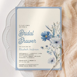 Möhippan Dusty Blue Boho Wildblomfoto Inbjudningar