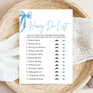 Möhippan Dusty Blue Bow Honung Do List Inbjudningar