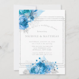 Möhippan Dusty Blue Teal Silver Peony Inbjudningar