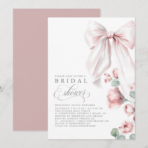 Möhippan Dusty Ro Blommigt Elegant Bow Inbjudningar