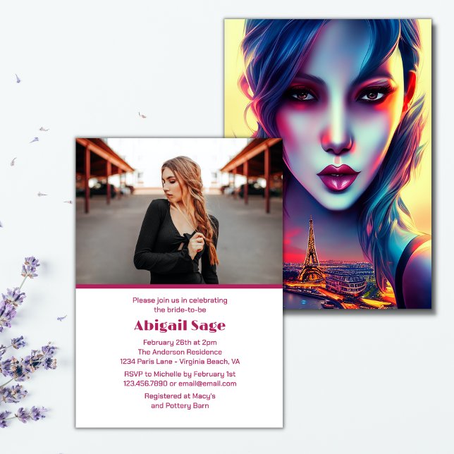 Möhippan Eiffel Torn i Modern Paris Inbjudningar (Skapare uppladdad)