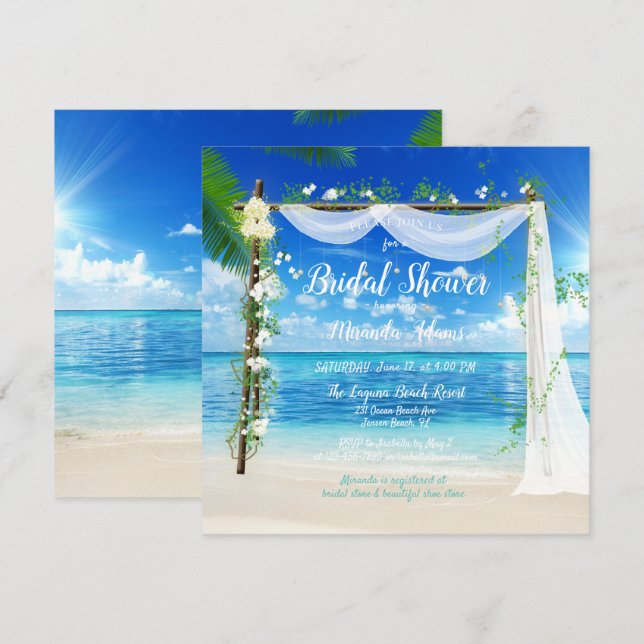 Möhippan elegant Beach Arch Inbjudningar (Fram/baksida)