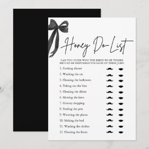 Möhippan elegant Black Bow Honung Do List Inbjudningar