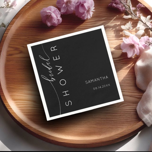 Möhippan elegant Black & White Script Pappersservett (Skapare uppladdad)