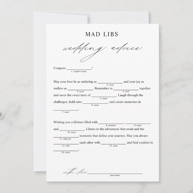 Möhippan Elegant bröllop Advice Libs Spame Inbjudningar (Framsida)