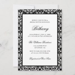 Möhippan elegant Classic Black White Damask Inbjudningar