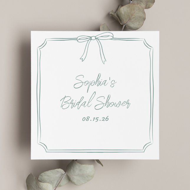 Möhippan elegant - enkelt klassiskt fält pappersservett (Celebrate in style with these soft sage green napkins—ideal for an elegant and relaxed bridal shower)