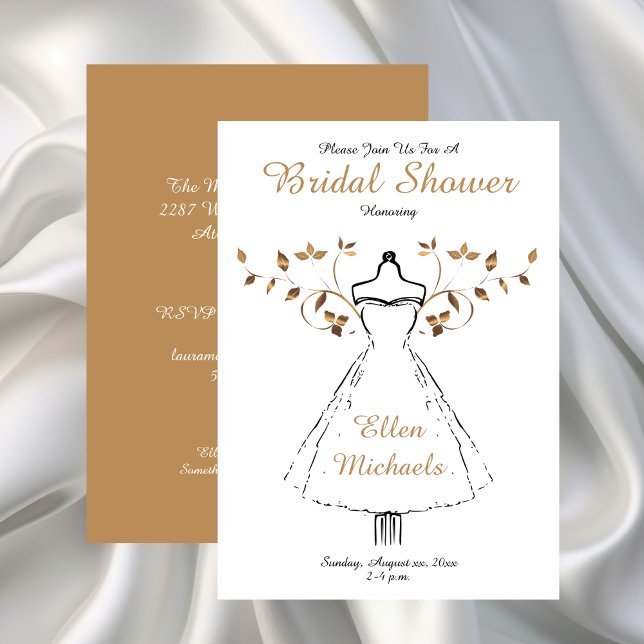 Möhippan elegant Guld accent Inbjudningar (Elegant Gold Accent Bridal Shower Invitation)