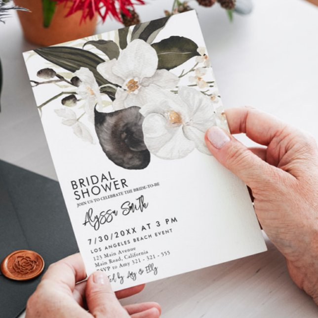 Möhippan elegant Modern Blommigt Orchid Blooms Inbjudningar (Skapare uppladdad)