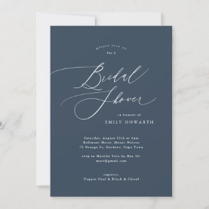 Möhippan elegant Navy Blue Calligraphy Inbjudningar