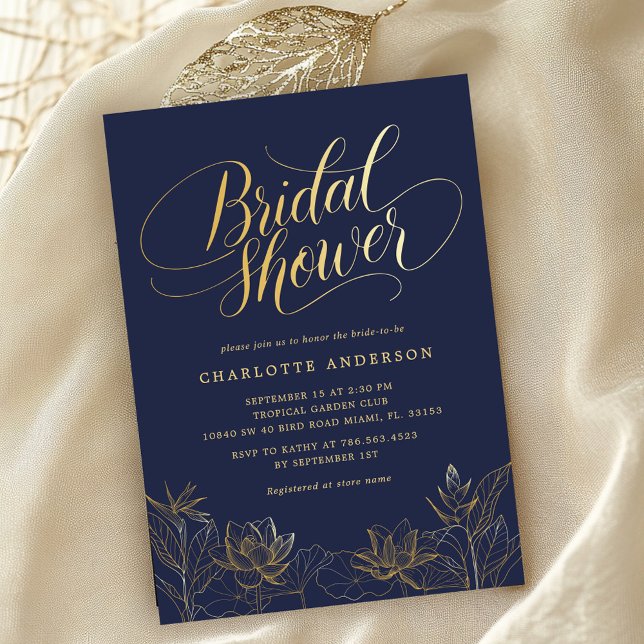 Möhippan elegant Navy Blue Guld Inbjudningar (Skapare uppladdad)