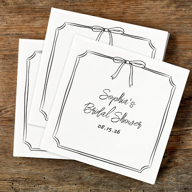 Möhippan elegant Skiss - Enkel, klassiskt fält Pappersservett (Celebrate with these black and white bridal shower napkins—perfect for a chic and timeless event.)