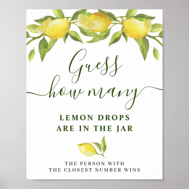 Möhippan elegant vattenfärg Lemon Poster (Framsidan)
