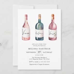 Möhippan elegant vattenfärg Vino före Vows Inbjudningar