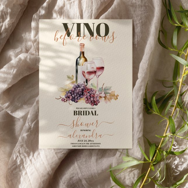Möhippan elegant vattenfärg Vino före Vows Inbjudningar (Skapare uppladdad)