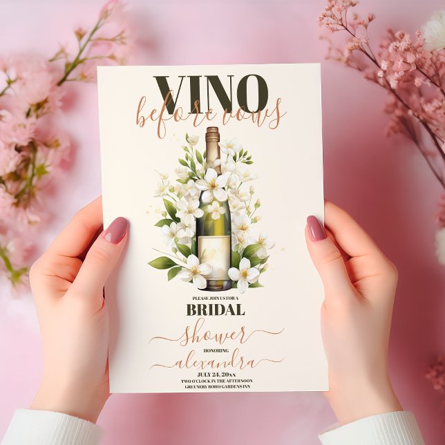 Möhippan elegant vattenfärg Vino före Vows Inbjudningar (Skapare uppladdad)