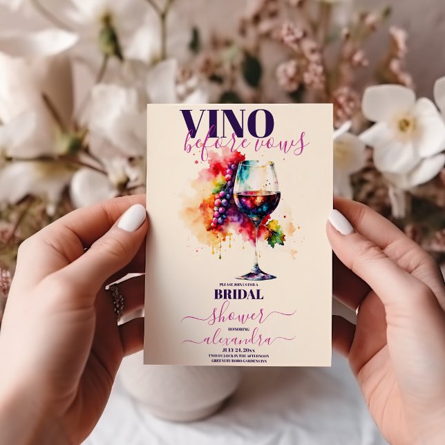 Möhippan elegant vattenfärg Vino före Vows Inbjudningar (Skapare uppladdad)