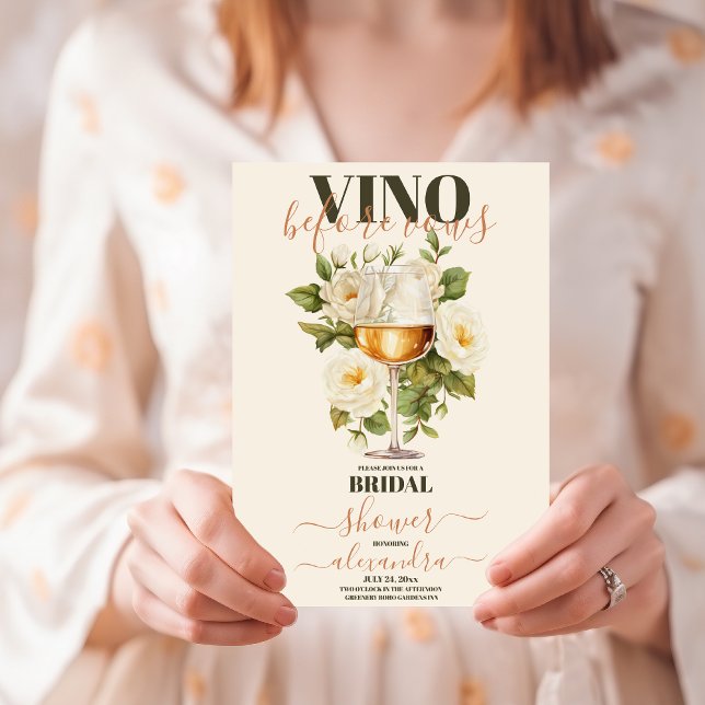 Möhippan elegant vattenfärg Vino före Vows Inbjudningar (Skapare uppladdad)