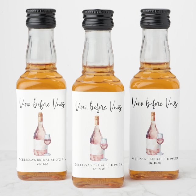 Möhippan elegant vattenfärg Vino före Vows Spritflaskor Etikett (Flaskor)