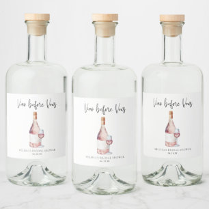 Möhippan elegant vattenfärg Vino före Vows Spritflaskor Etikett