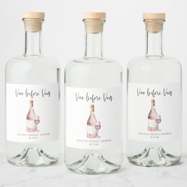 Möhippan elegant vattenfärg Vino före Vows Spritflaskor Etikett (Flaskor)