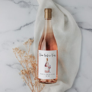 Möhippan elegant vattenfärg Vino före Vows Vinflaska Etikett