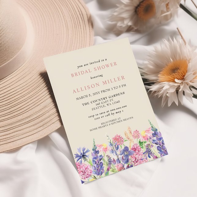 Möhippan elegant Watercolor Wildblommor Inbjudningar (Elegant Watercolor Wildflowers Bridal Shower Invitation )