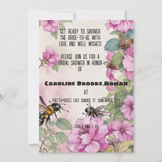 Möhippan Ephemera Cosmos Flowers and Bees Inbjudningar (Framsida)