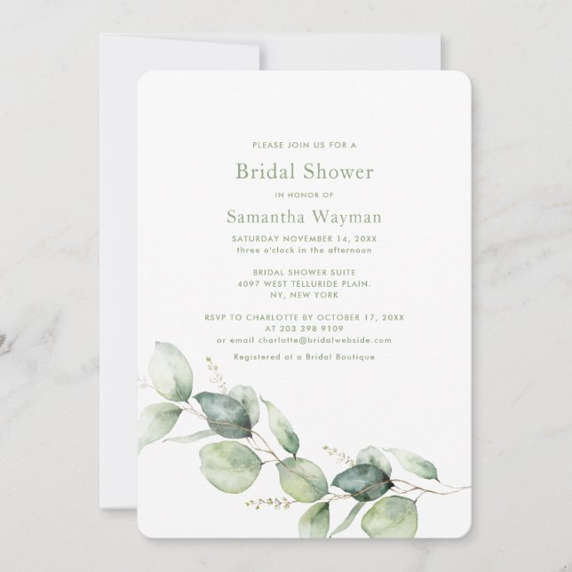 Möhippan Eucalyptus Boho Greenery Inbjudningar (Framsida)